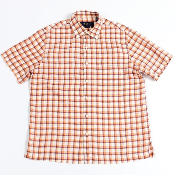 Nat Nast Men's100%‎ Linen Plaid  Vented Short Sleeve Button Up Shirt Medium - Picture 1 of 11